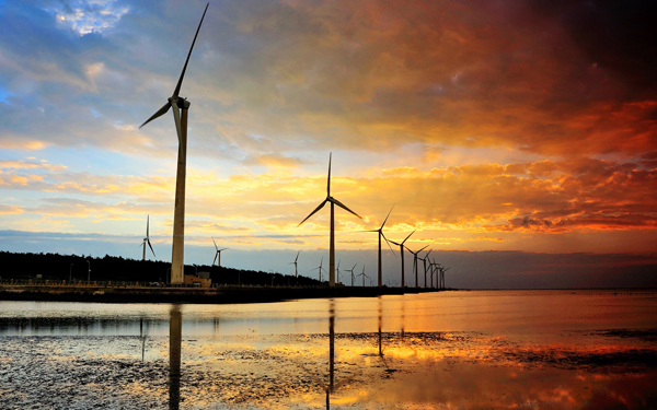 高美濕地夕陽美景