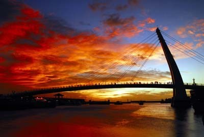 美麗夕陽(yáng)下的淡水