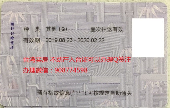 臺灣通行證Q簽表示私人業務赴臺